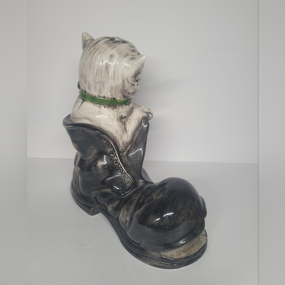 Rare Vintage Norleans Large Ceramic Kitten In Boot, Made In Italy - Picture 5 of 10